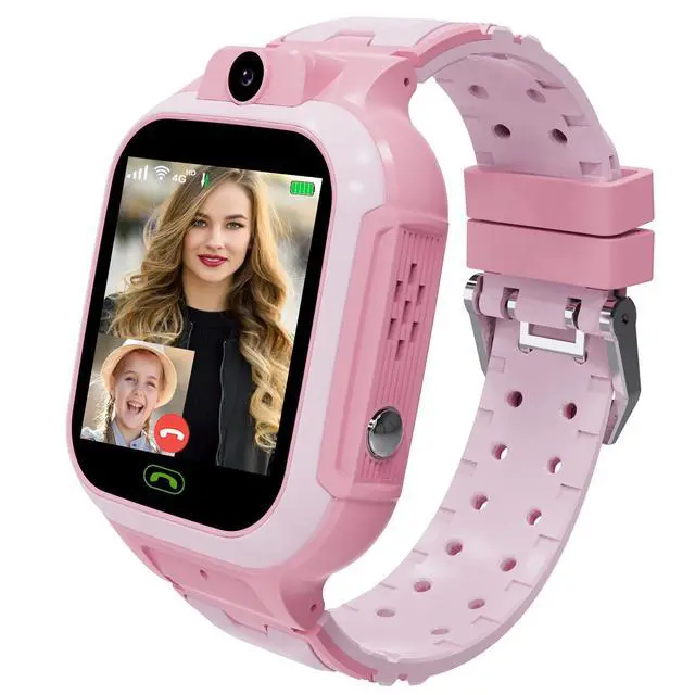 Main image of 4G Kids Smart Watch GPS Tracker - Smartwatch with Two Way Call Video Calling Voice Chat SOS Class Mode Stopwatch Pedometer Games Wi-Fi Touch Screen Alarm Clock Smartwatches for Boys Girl (Pink)
