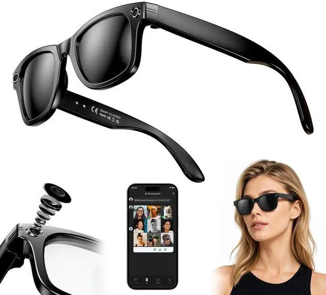 Main image of AI Smart Glasses With Camera,HD Photo & Video,Bluetooth Sunglasses Built-in Speakers,Wireless Music & Call