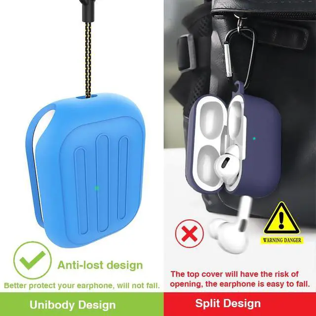 Alt view image 3 of 6 - Anti-Lost Case for AirPods Pro 3 one-Piece Design case,Wireless Charging, LED Visible,Lanyard Included. (Blue)