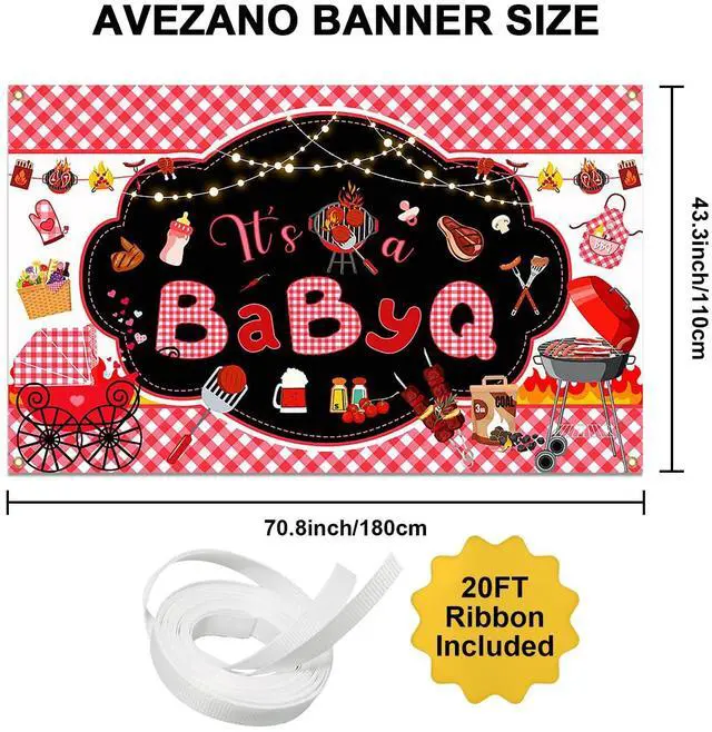 Alt view image 4 of 7 - BBQ Baby Shower Backdrop Baby Q Baby Shower Party Decorations Its A BabyQ Newborn Barbecue Picnic Party Banner 70.8 x 43.3 Inch