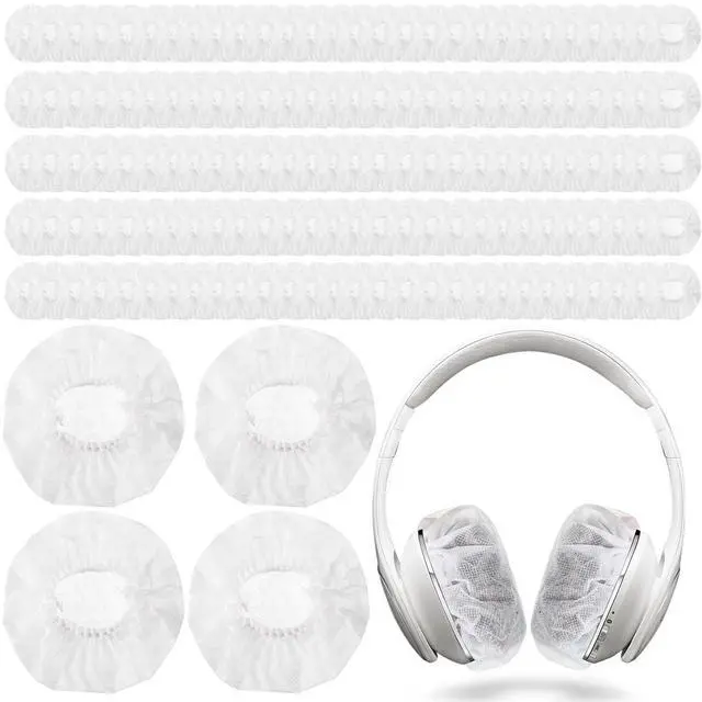 Main image of 400 Pieces Headphone Covers Disposable Ear Earpads Sanitary Non-Woven Headset Cover Sweatproof Stretch Earphone Earcup Protector (White 11cm)