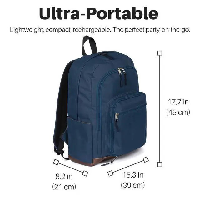 Alt view image 3 of 7 - Bluetooth Speaker Backpack With 20-Watt Speakers & Subwoofer for Parties/Festivals/Beach. Works with iPhone & Android (Blue)