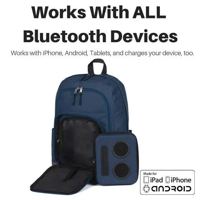 Alt view image 5 of 7 - Bluetooth Speaker Backpack With 20-Watt Speakers & Subwoofer for Parties/Festivals/Beach. Works with iPhone & Android (Blue)