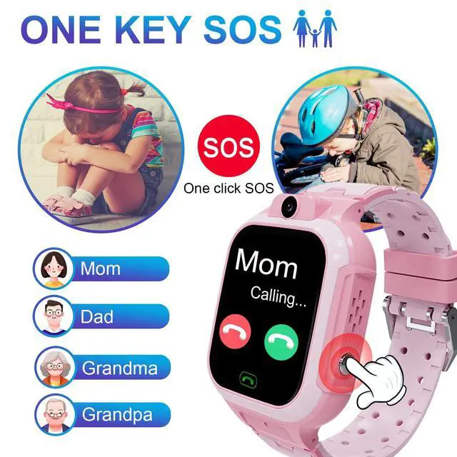 Alt view image 5 of 7 - 4G Kids Smart Watch GPS Tracker - Smartwatch with Two Way Call Video Calling Voice Chat SOS Class Mode Stopwatch Pedometer Games Wi-Fi Touch Screen Alarm Clock Smartwatches for Boys Girl (Pink)