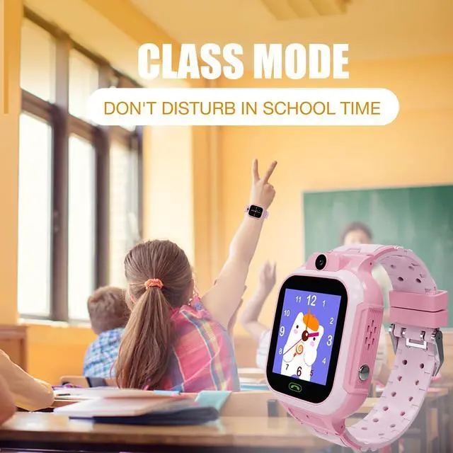Alt view image 6 of 7 - 4G Kids Smart Watch GPS Tracker - Smartwatch with Two Way Call Video Calling Voice Chat SOS Class Mode Stopwatch Pedometer Games Wi-Fi Touch Screen Alarm Clock Smartwatches for Boys Girl (Pink)
