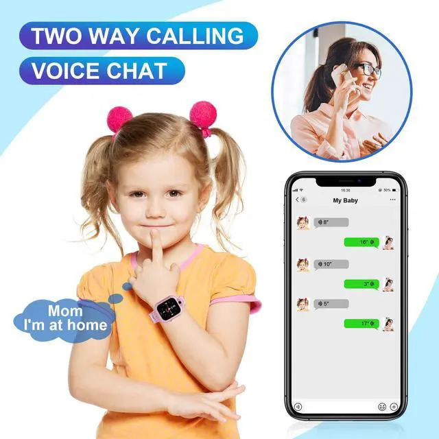 Alt view image 3 of 7 - 4G Kids Smart Watch GPS Tracker - Smartwatch with Two Way Call Video Calling Voice Chat SOS Class Mode Stopwatch Pedometer Games Wi-Fi Touch Screen Alarm Clock Smartwatches for Boys Girl (Pink)