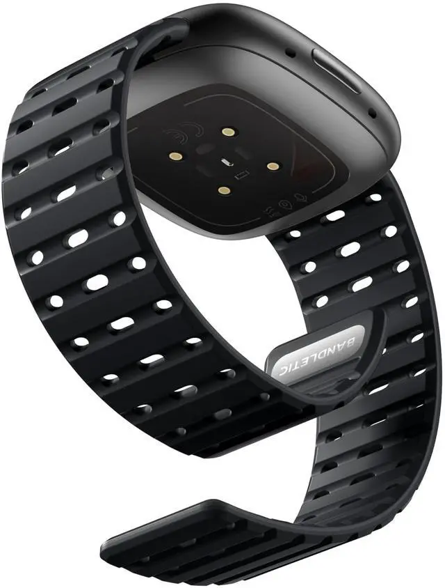 Main image of Magnetic Band Compatible with Fitbit Versa 4/3 & Sense 2/Sense | Rugged Silicone Breathable Lightweight Sport Replacement Strap for Men Women,Camping, Gym & Office,Outdoor Sports, Black