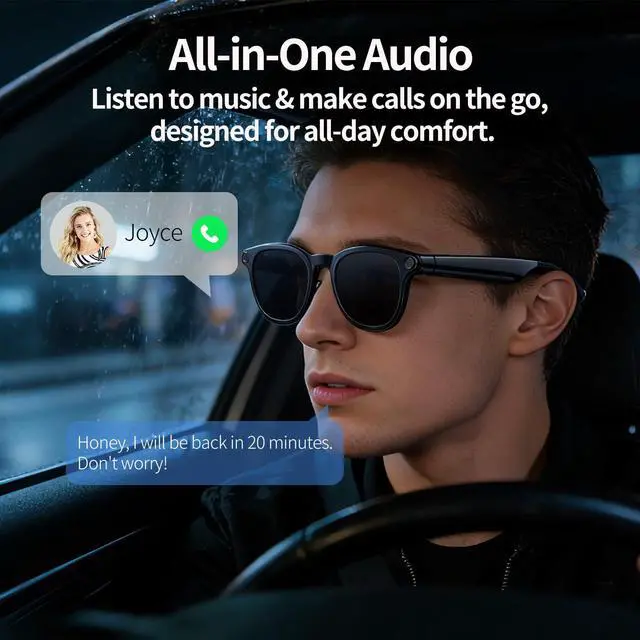 Alt view image 5 of 7 - AI Smart Glasses with 4K Camera, 8MPW Anti-Shake Bluetooth Camera Glasses for Women Men, 1080P Video Recording Dual Mic Noise Reduction, Real Time Translation, Voice Assistant for Travel (3 lenses)
