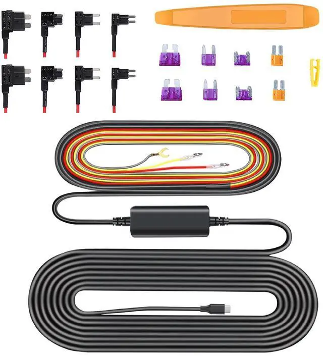 Main image of Type C Dash Cam Hardwire Kit for Dashcam, Hardwire Kit Fuse for Dash Camera with Fuse Taps and Installation Tools, Low Voltage Protection for Dash Cam 11.5ft