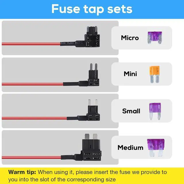 Alt view image 4 of 6 - Type C Dash Cam Hardwire Kit for Dashcam, Hardwire Kit Fuse for Dash Camera with Fuse Taps and Installation Tools, Low Voltage Protection for Dash Cam 11.5ft