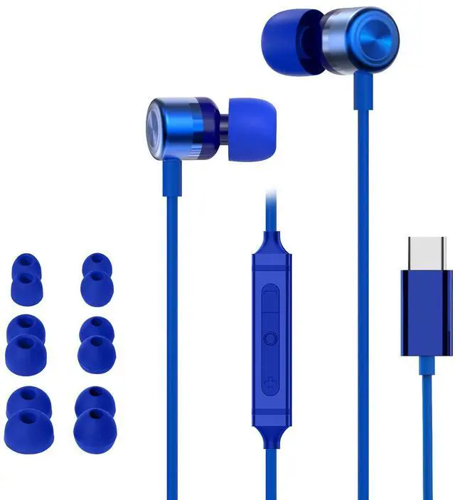 Main image of USB C Headphones for iPhone 15 16 17,for Samsung S20-S23 A53 A54 Type C Wired Earbuds,Built-in Microphone Hi-Fi Bass Earphones,4.9ft Long Cord Magnetic in-Ear Ear Buds with 6 Ear Tips(Blue)