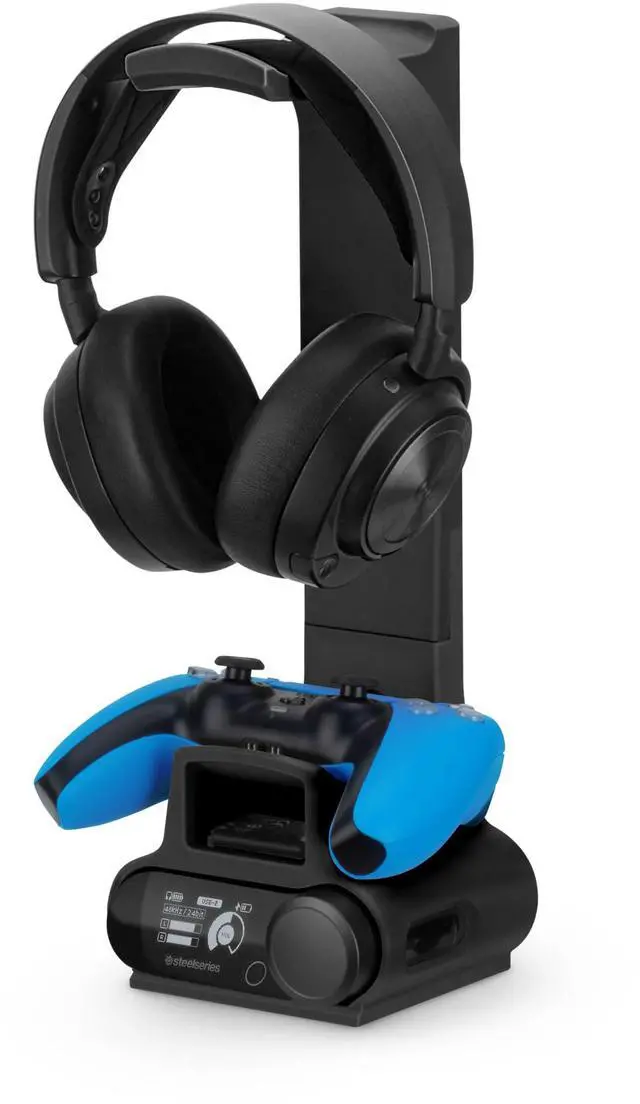 Main image of Headphone & Game Controller Stand Designed for Steelseries Arctis Nova Pro, Elite and Pro Omni Wireless Headsets with Dock for the Wireless Base Station - Black (HP03)