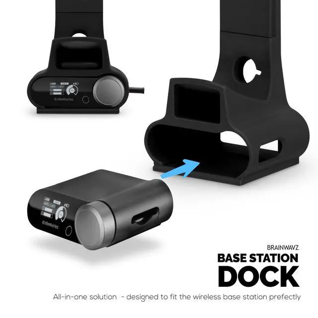 Alt view image 5 of 7 - Headphone & Game Controller Stand Designed for Steelseries Arctis Nova Pro, Elite and Pro Omni Wireless Headsets with Dock for the Wireless Base Station - Black (HP03)