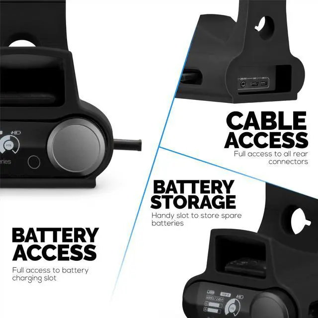 Alt view image 6 of 7 - Headphone & Game Controller Stand Designed for Steelseries Arctis Nova Pro, Elite and Pro Omni Wireless Headsets with Dock for the Wireless Base Station - Black (HP03)