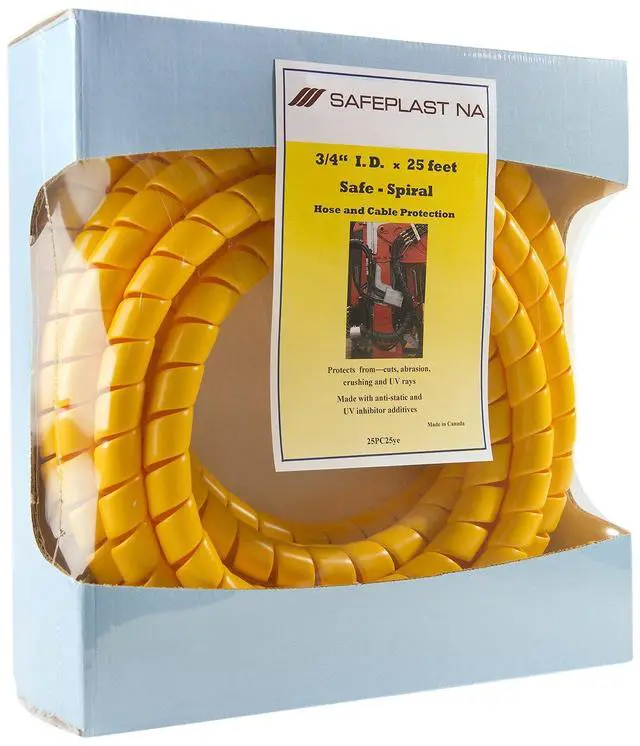Alt view image 4 of 6 - Caplugs SPPC Series Safeplast Pre-Cut Spiral Wrap, Hose & Cable Protector, Yellow HD-PE, 1.0" OD x 25' Pre-Cut Length, Hydraulic & Pneumatic Hoses (25PC25ye)