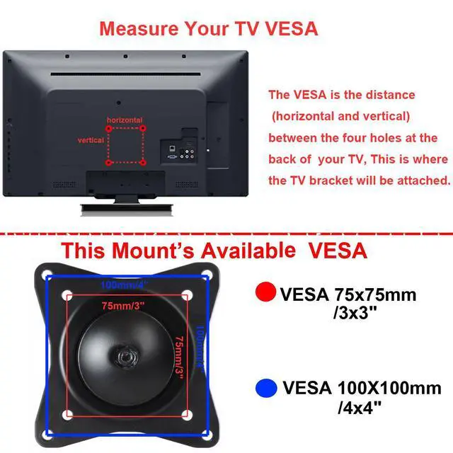 Alt view image 2 of 6 - Tilt Rotation TV Monitor Wall Mount Bracket for Most 19" 20" 22" 23" 24" 26" 27" 30" 32",Some up to 39" LED, LCD Flat Screen TV and Monitors with VESA 100x100 75x75mm ML32B B74