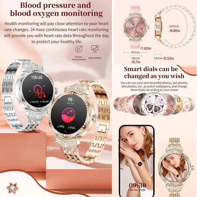 Alt view image 5 of 7 - 1.32" AMOLED Smart Watch for Women(Make/Answer Call), 2026 New 5ATM Waterproof Womens Smartwatches, Fitness Tracker Smartwatch for Android iPhones, Digital Watches Step Counter, 3 Straps (Silver)