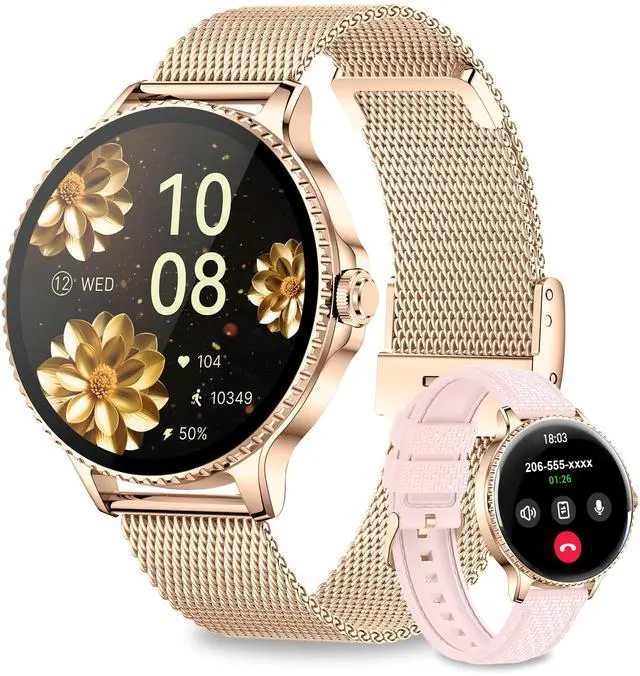 Main image of Smart Watches Women,1.27'' Activity Trackers with Bluetooth Calls(Answer&Make) Heart Rate/Sleep/SpO2 Monitor Sport Modes Waterproof for iPhone/Android (Pink)