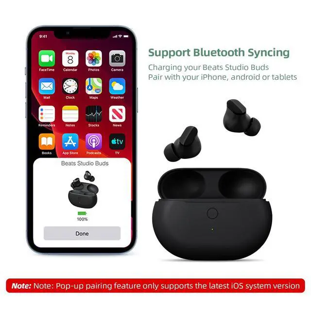 Alt view image 4 of 7 - Charging Case Replacement Compatible with Beats Studio Buds & Studio Buds+, Charger with Bluetooth Pairing Sync Button & 660mAh Built-in Battery (Not Include Beats Studio Buds) Black