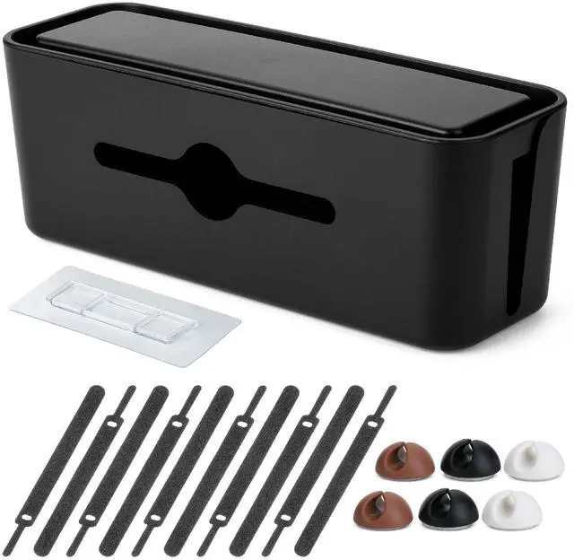 Main image of Bates- Cable Management Box, Small, Cable Organizer Box, Cord Organizer Box, Cable Box Organizer, Cord Management Box, Cord Hider Box, Cord Box for Wires on Floor, Power Strip Cover Box Baby Proof