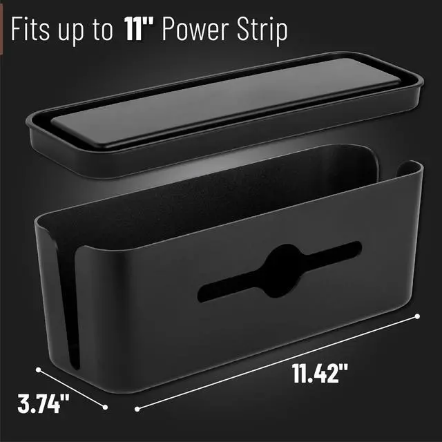 Alt view image 3 of 7 - Bates- Cable Management Box, Small, Cable Organizer Box, Cord Organizer Box, Cable Box Organizer, Cord Management Box, Cord Hider Box, Cord Box for Wires on Floor, Power Strip Cover Box Baby Proof