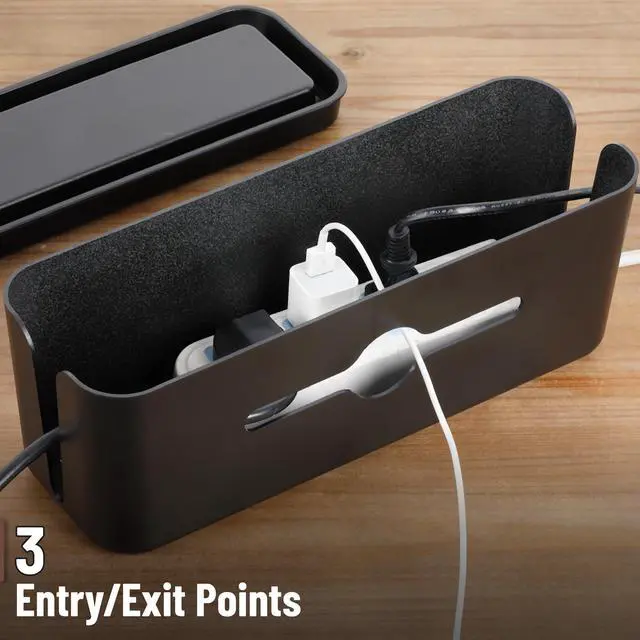 Alt view image 6 of 7 - Bates- Cable Management Box, Small, Cable Organizer Box, Cord Organizer Box, Cable Box Organizer, Cord Management Box, Cord Hider Box, Cord Box for Wires on Floor, Power Strip Cover Box Baby Proof
