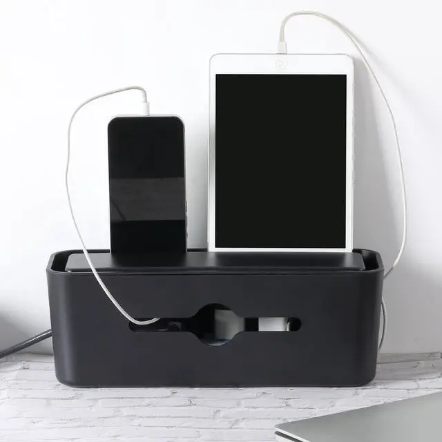 Alt view image 7 of 7 - Bates- Cable Management Box, Small, Cable Organizer Box, Cord Organizer Box, Cable Box Organizer, Cord Management Box, Cord Hider Box, Cord Box for Wires on Floor, Power Strip Cover Box Baby Proof