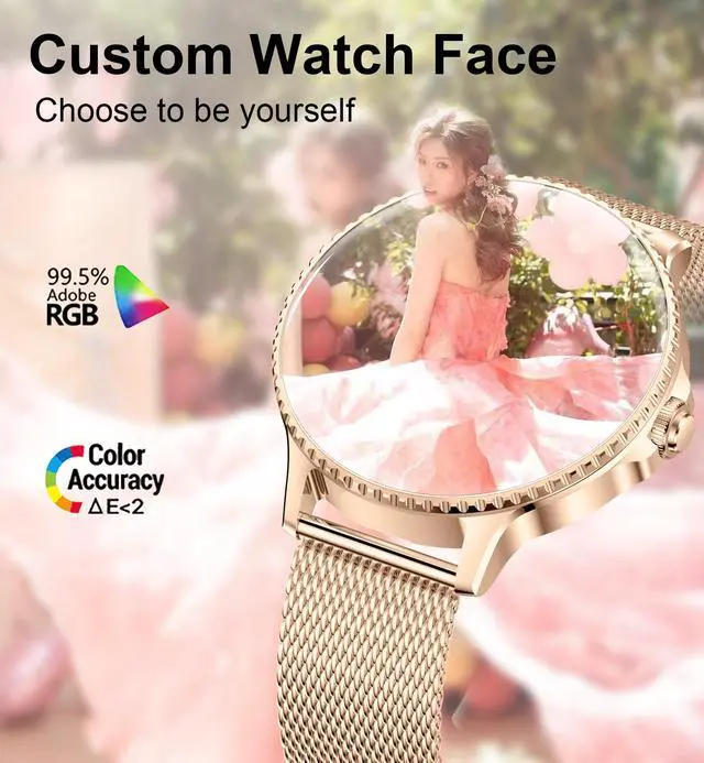 Alt view image 4 of 7 - Smart Watches Women,1.27'' Activity Trackers with Bluetooth Calls(Answer&Make) Heart Rate/Sleep/SpO2 Monitor Sport Modes Waterproof for iPhone/Android (Pink)