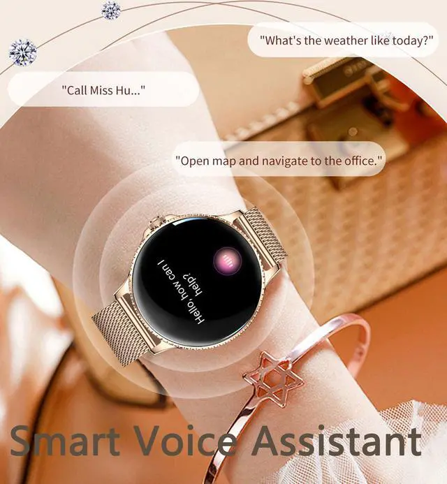 Alt view image 6 of 7 - Smart Watches Women,1.27'' Activity Trackers with Bluetooth Calls(Answer&Make) Heart Rate/Sleep/SpO2 Monitor Sport Modes Waterproof for iPhone/Android (Pink)