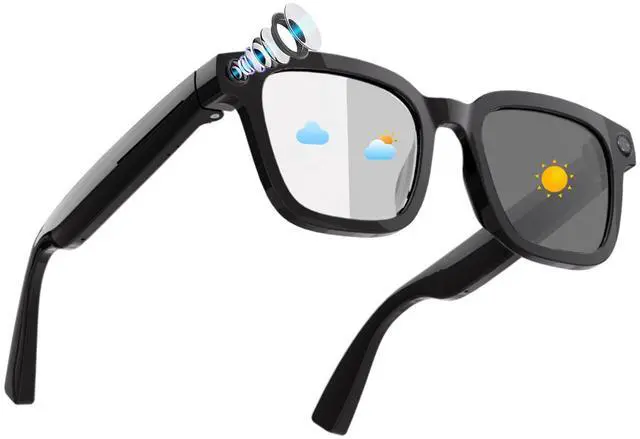 Main image of AI Smart Glasses with Camera, 8MP HD Camera Glasses for Women Men | 1200P HD Video Recording, AI Object Recognition, Voice Assistant, Open-Ear Bluetooth Audio, Photochromic Lenses, Travel, Vlog