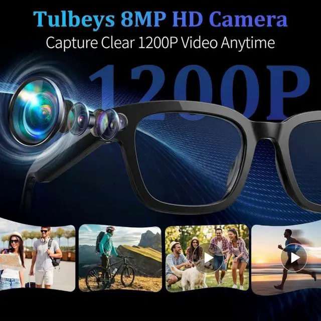 Alt view image 2 of 7 - AI Smart Glasses with Camera, 8MP HD Camera Glasses for Women Men | 1200P HD Video Recording, AI Object Recognition, Voice Assistant, Open-Ear Bluetooth Audio, Photochromic Lenses, Travel, Vlog