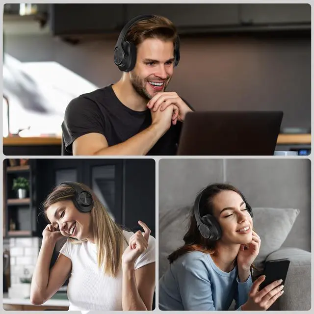 Alt view image 7 of 7 - Mission 200 Bluetooth Headphones, Wireless Over-Ear Bluetooth with 3 EQ Modes,60H Playtime,Low Latency HiFi Stereo Foldable Lightweight Headset,Deep Bass for Home Office Cellphone PC Ect,Black