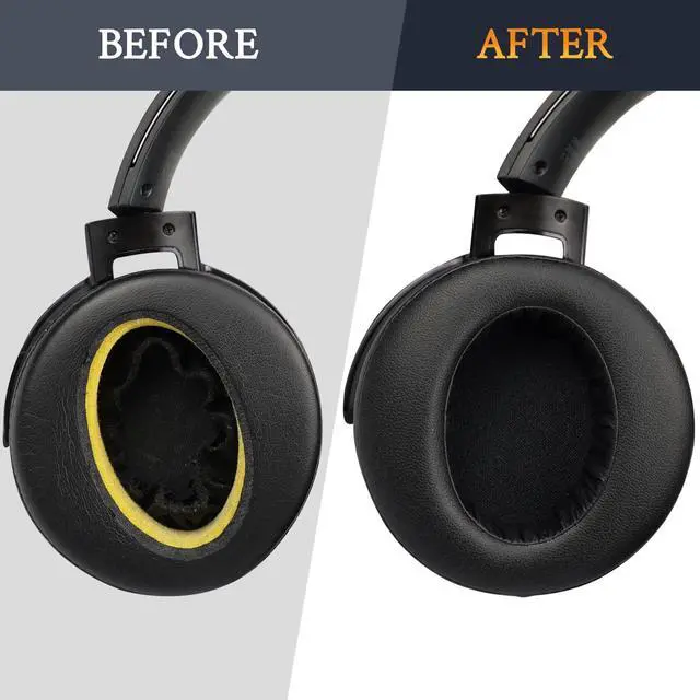 Alt view image 4 of 7 - Earpads for Sony MDR-XB950, XB950BT, XB950B1, XB950N1, XB950AP Over-Ear Headphones, Ear Pads with Softer Protein Leather, Noise Isolation Memory Foam - Black