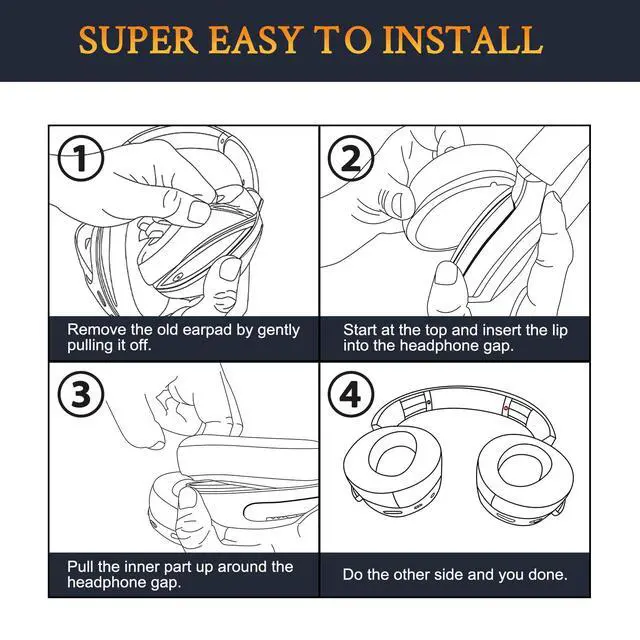 Alt view image 6 of 7 - Earpads for Sony MDR-XB950, XB950BT, XB950B1, XB950N1, XB950AP Over-Ear Headphones, Ear Pads with Softer Protein Leather, Noise Isolation Memory Foam - Black