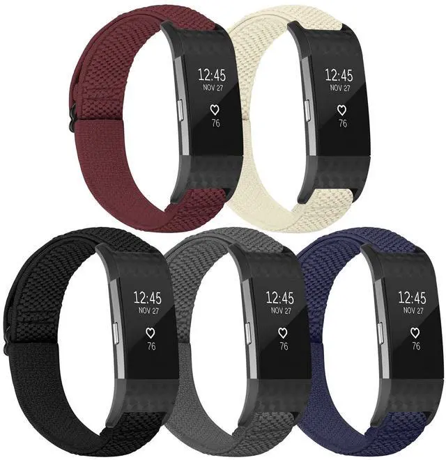 Main image of Elastic Bands Compatible with Fitbit Charge 2 Band, Adjustable Stretchy Soft Nylon Solo Loop Replacement Strap for Fitbit Charge 2 Women Men