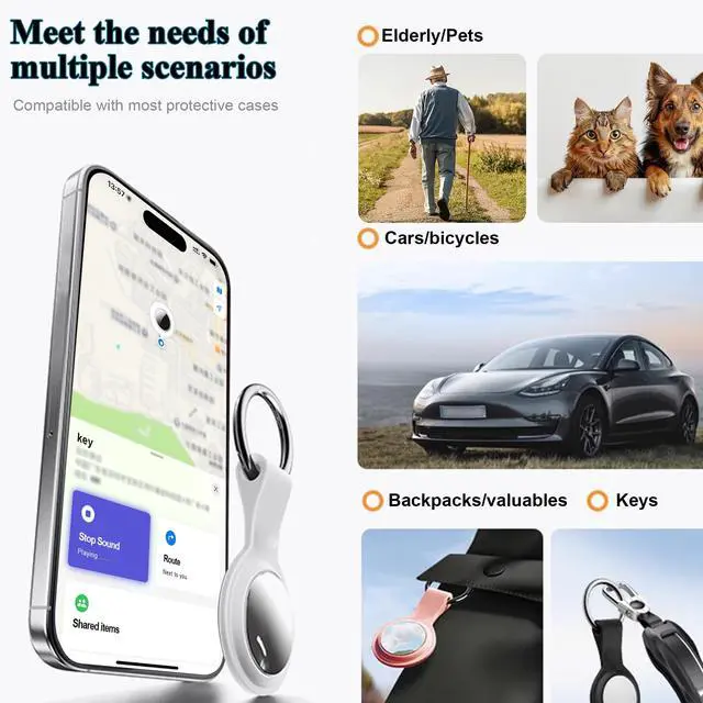 Alt view image 6 of 7 - Air Tracker Tags 4 Pack, Apple MFi Certified for iPhone iPad Find My iOS | Item Finder Smart Tag Key Locator with Sound, Bluetooth Luggage Tag for Suitcases Keys Bags Pets Wallet, Battery Replaceable