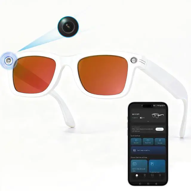 Main image of Sunglasses with Camera for Women, 12-Min Video Recording 8MP 1200P HD UV400 | Bluetooth Smart Glasses with Dual Mic Calls and Open Ear Audio,32G AI Voice Assistant,Beach Vacation,Driving and Hiking