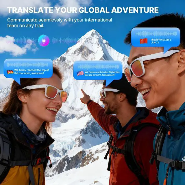 Alt view image 4 of 7 - Sunglasses with Camera for Women, 12-Min Video Recording 8MP 1200P HD UV400 | Bluetooth Smart Glasses with Dual Mic Calls and Open Ear Audio,32G AI Voice Assistant,Beach Vacation,Driving and Hiking
