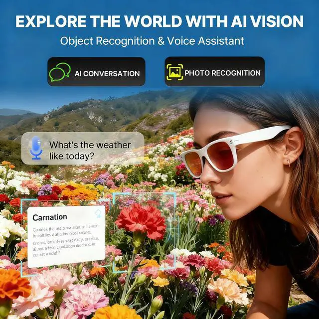 Alt view image 5 of 7 - Sunglasses with Camera for Women, 12-Min Video Recording 8MP 1200P HD UV400 | Bluetooth Smart Glasses with Dual Mic Calls and Open Ear Audio,32G AI Voice Assistant,Beach Vacation,Driving and Hiking