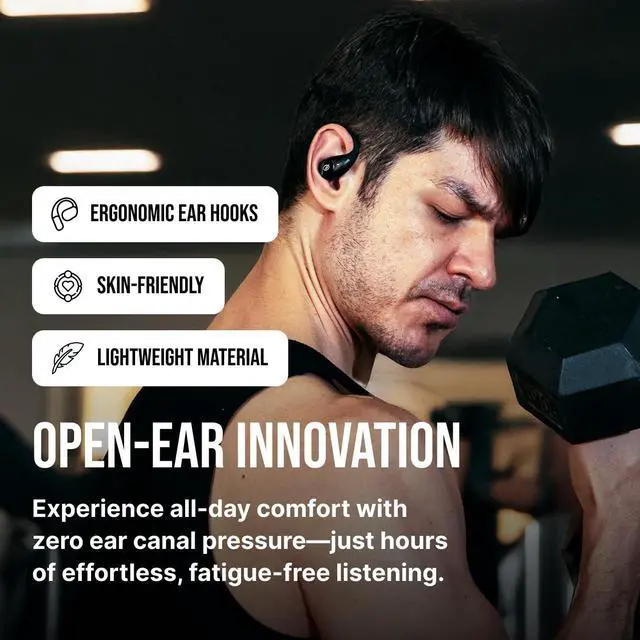 Alt view image 4 of 7 - WallaBuds Fit Open Ear Headphones - Wireless Open Earbuds with Open Fit Design, Premium Sound Quality Ear Buds, IPX4 Water Resistant, Bluetooth 5.3, USB-C Fast Charging Case, 28 Hours Battery Life