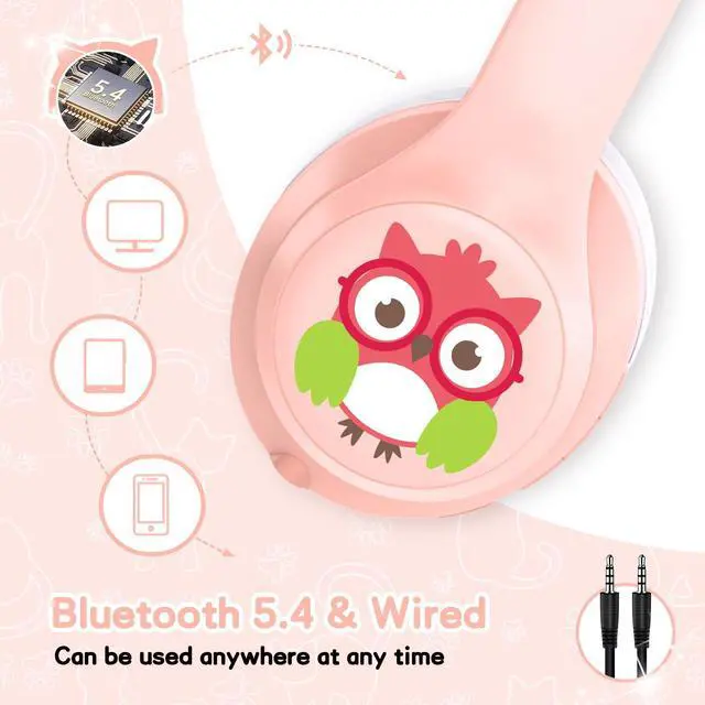 Alt view image 3 of 7 - Active Noise Cancelling Headphones for Kids Bluetooth 5.4 Foldable Adjustable Over Ear Headphone Support Wireless or 3.5mm Wired Mode for Toddler & Girls & Boys Teens