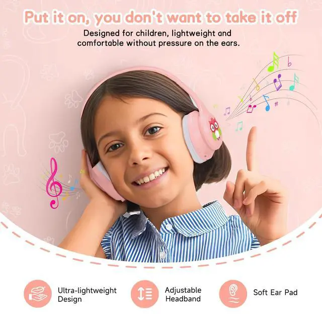 Alt view image 5 of 7 - Active Noise Cancelling Headphones for Kids Bluetooth 5.4 Foldable Adjustable Over Ear Headphone Support Wireless or 3.5mm Wired Mode for Toddler & Girls & Boys Teens