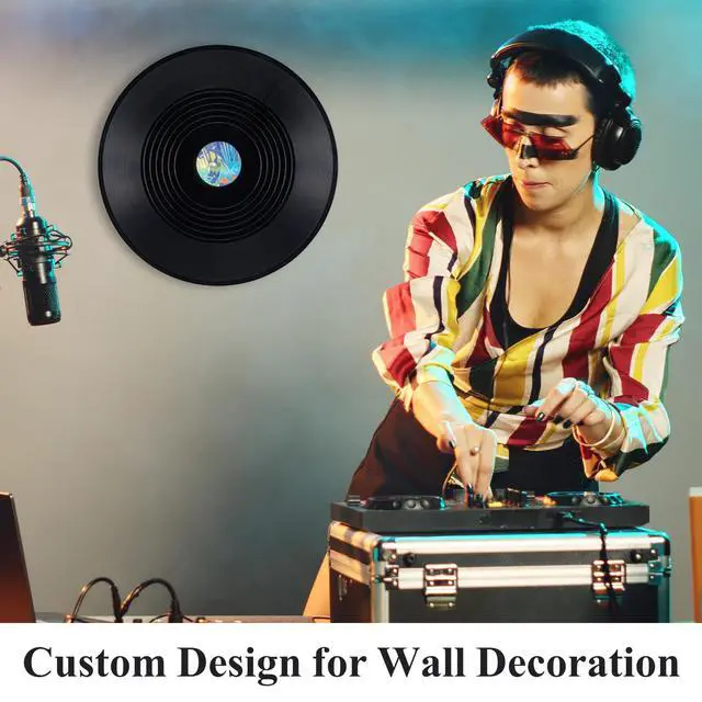 Alt view image 3 of 7 - 12 Inch Black Blank Vinyl Records, 10 Pcs Fake Retro Vinyl Records for Wall Decor, DIY Doodle Project, Wedding Signing