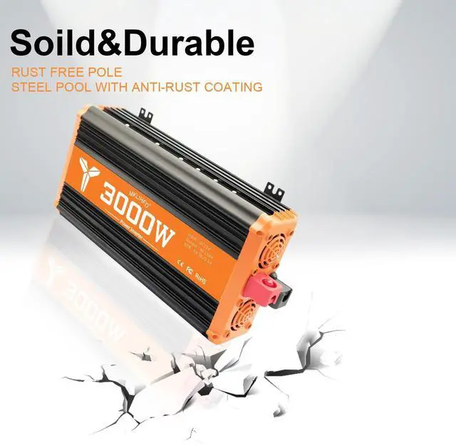 Alt view image 5 of 7 - 3000W Inverter 12V DC to 110V AC Converter for Home, RV, Truck, Off-Grid Solar Power Inverter with Built-in 5V/2.1A USB, AC Hardwire Port, Remote Controlle