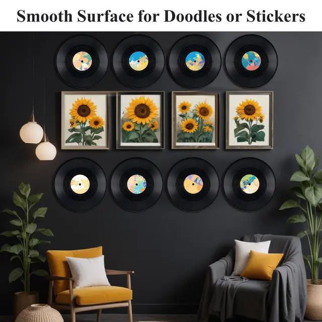 Alt view image 6 of 7 - 12 Inch Black Blank Vinyl Records, 10 Pcs Fake Retro Vinyl Records for Wall Decor, DIY Doodle Project, Wedding Signing