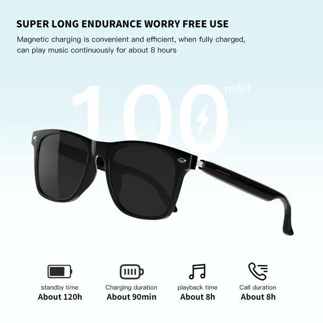 Alt view image 5 of 7 - Smart Glasses, Bluetooth Sunglasses, New Upgraded Smart Glasses for Men/Women, Open Ear Speaker, Voice Assistant Compatible, Hands-Free Calls