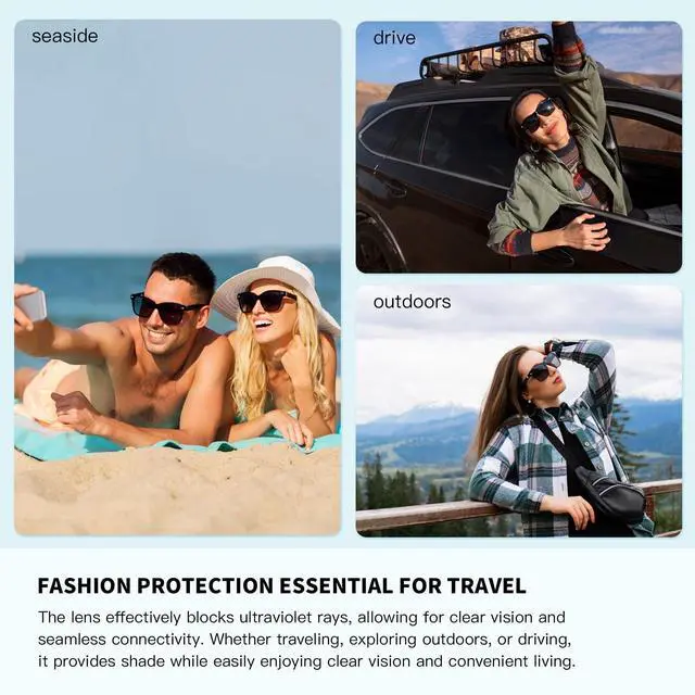 Alt view image 7 of 7 - Smart Glasses, Bluetooth Sunglasses, New Upgraded Smart Glasses for Men/Women, Open Ear Speaker, Voice Assistant Compatible, Hands-Free Calls