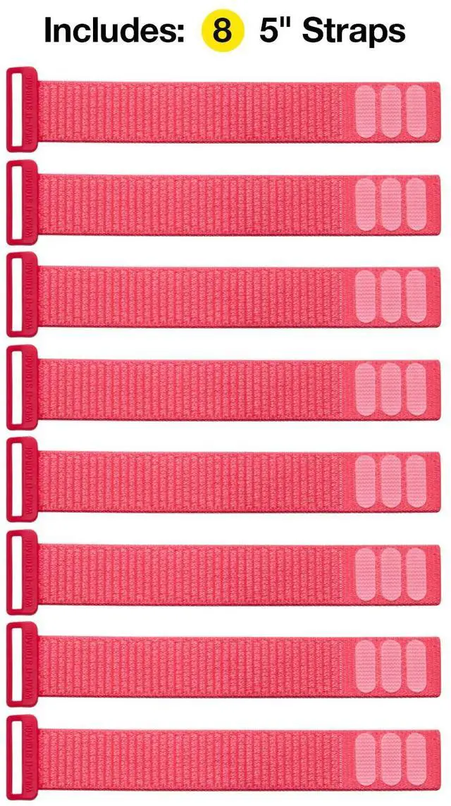 Alt view image 3 of 6 - Cinch Straps - 5" (8-Pack) Coral | Appliance Cord Organizer and Cable Ties for Chargers and Home Office Accessories