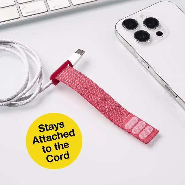 Alt view image 4 of 6 - Cinch Straps - 5" (8-Pack) Coral | Appliance Cord Organizer and Cable Ties for Chargers and Home Office Accessories