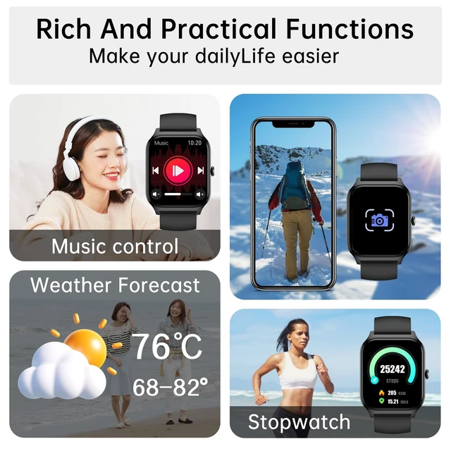Alt view image 5 of 7 - Smart Watch for Women Fitness Tracker: Rose Gold Make/Answer Call Smart Watches for Women Waterproof Digital Mens Watches Running Smartwatch Android Phone iPhone Samsung Compatible Heart Rate Monitor